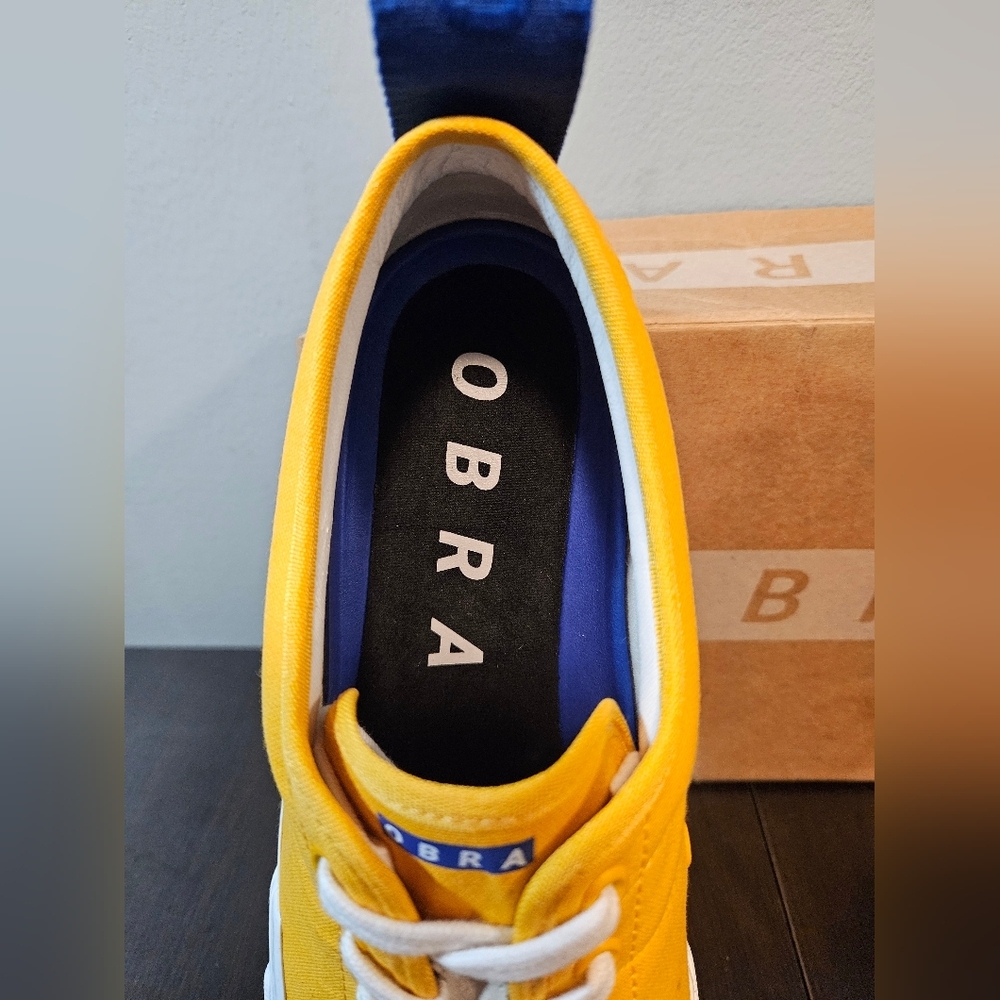 OBRA canvas low  gold & blue mens size 11 shoe - Picture 5 of 8